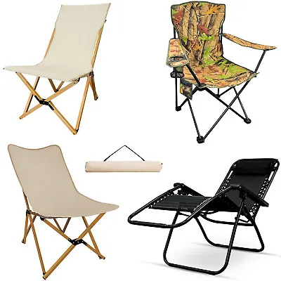 Folding Camping Chairs Lightweight Outdoor Patio Garden Beach Chair Fishing Seat • £18.85