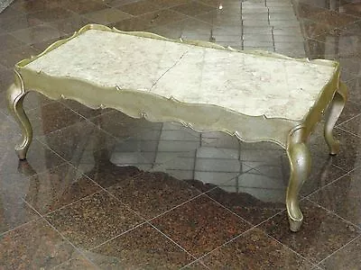 Superb Palatial Gold Leaf Coffee Table With Rose Marble Top • $750