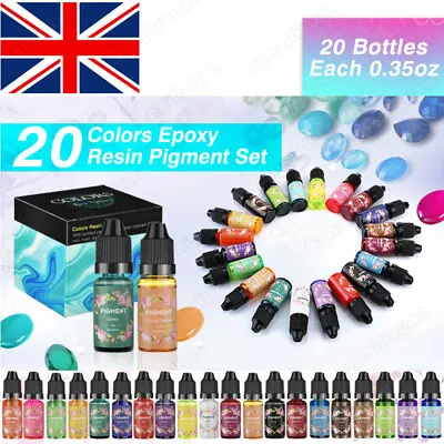 £13.94 • Buy 20 Colors Epoxy UV Resin Ink Pigment Liquid Colorant DIY Dye Art Kit Set 10ml UK