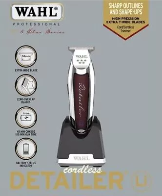 Wahl Professional 5 Star Series Cordless Detailer Li With Extra T-Wide Blade • £63.79