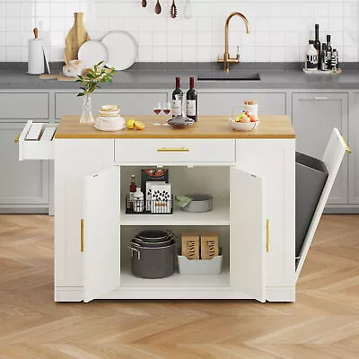 53  Kitchen Island Cart Mobile Trolley Storage Cabinet W/2 Drawers & Garbage Bin • $223.99