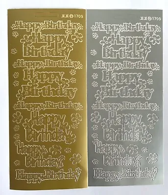 £1.49 • Buy Happy Birthday Peel Off Sticker Sheet Large Greetings Flowers Card Making Craft