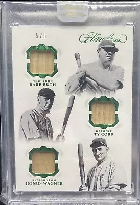 2019 Flawless Babe Ruth Ty Cobb Honus Wagner Game Used Bat Relic 5/5 SSP Emerald • $1699.99