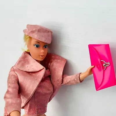 Barbie Doll  Pink Satin Bolero Blouse Pillbox Hat & Clutch Vintage  1963 NO DOLL • $58