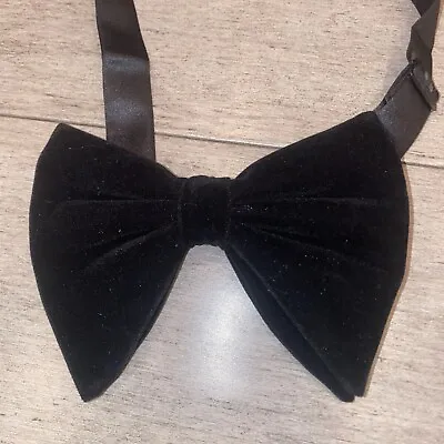 Bow Tie Vintage Floppy Wide Velour Necktie Prom Tuxedo Black VTG 60s 70s Men NEW • $21.99