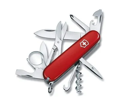 Victorinox Explorer Swiss Army Knife W/ Magnifying Glass Red 91mm -USED  • $33