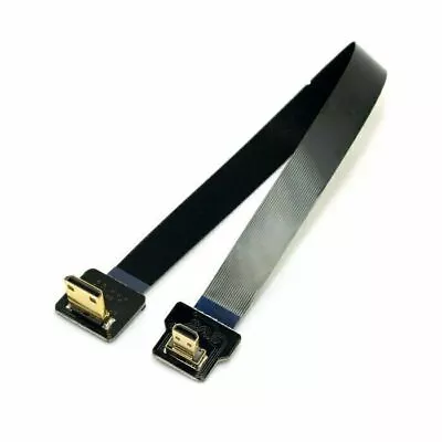 Cablecy 90 Degree Down Angled FPV Micro HDMI  Male To Mini HDMI  FPC Cable 20cm • $7.99