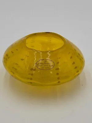 Viz Glass Inc Hand Blown Art Glass Bowl/Vase Yellow Light Spots • $45