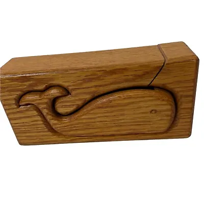 Whale Puzzle Box Handcrafted Brown Shaped Hidden Compartment Wooden Trinket • $39.99