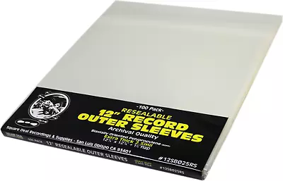 (100) 12” Vinyl Record Outer Sleeves 2.5mil THICK RESEALABLE Archival Clear BOPP • $26.99