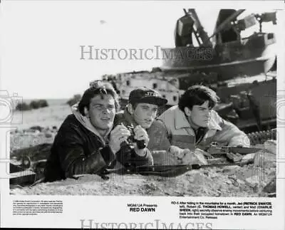 1984 Press Photo Patrick Swayze C. Thomas Howell Charlie Sheen In  Red Dawn  • $19.99