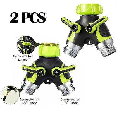 2 Way 3/4  Water Hose Splitter Y-Shape Valve Garden Watering Pipe Tap Connector • $13.11