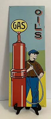 Vintage OILS & GAS PUMP METAL SIGN Retro 1991 Repro AAA Coitsville Ohio Man Cave • $39.95