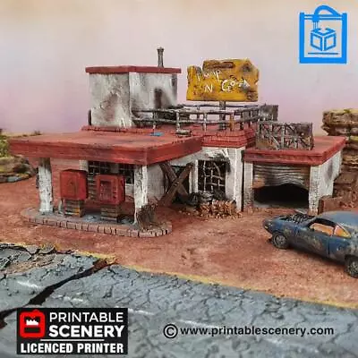 Derelict Gas Station Tabletop Gaming Terrain 3D Print 10/15/20/28/32MM • £21.19