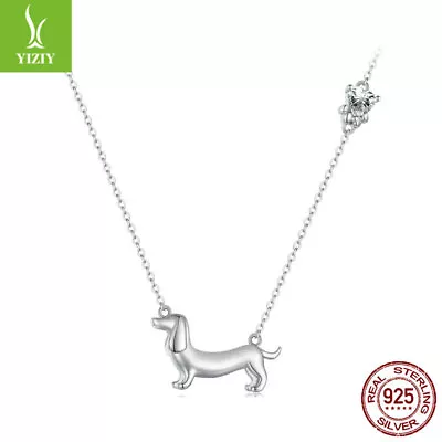 Fashion 925 Sterling Silver Dachshund CZ Necklace For Women Gifts Unique Jewelry • $18.34