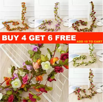 45 Flower 8Ft Artificial Flower Garland Ivy Autumn Small Peony Flower Fake Plant • £3.69