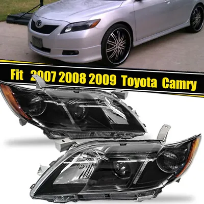 For Black 2007 2008 2009 Toyota Camry Headlights Headlamps Sets Left+Right 07-09 • $70.29