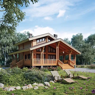 $178277 • Buy Log House Kit #lh_bn125 Eco Friendly Wood Prefab Diy Building Cabin Home Modular