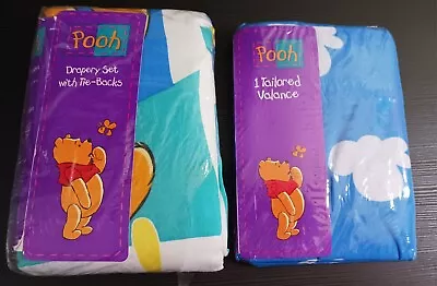 Vtg Winnie The Pooh Friendship Pair Pole Pocket Draperies Curtains & Valance  • $39.99