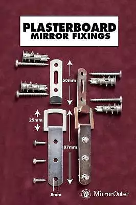 Heavy Duty Mirror Fixings + Hooks For The Wall Straps + Plasterboard Fittings • £6.49