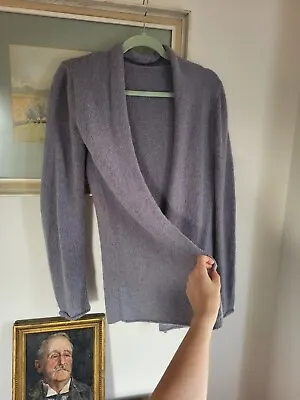 £8 • Buy Handmade Wool Wrap Over Grey/ Purple Wool Cardigan Jumper Size 8 10