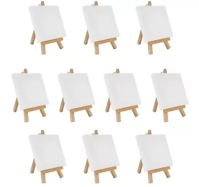 Belle Vous Mini Easel With Art Canvas (10 Pack) - L10 X W10cm  • £9.99