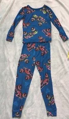 Monster Jam Boys Truck Pajamas Blue Long Sleeve Size 8 • $8.99