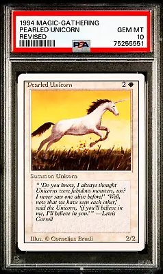 1994 MTG Magic The Gathering Revised Pearled Unicorn PSA 10 Gem Mint POP 16 • $93.49