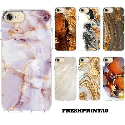 $17.95 • Buy Silicone Case Cover Marble Tiles Set Gold Accented Hues Unique 2D Designs Bold