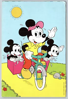 WALT DISNEY VINTAGE POSTCARD Mickie Mouse Side Car Hot Day Bike Bicycle Posted • $6.99