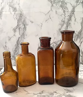 Vintage Amber Brown Glass Bottle Lot (1) Wheaton Marked & More Lot Of 4_ • $21