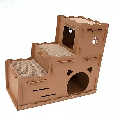 Cat Scratching Cardboard Furniture 3 Level House With Corrugated Scratcher Pad • $35