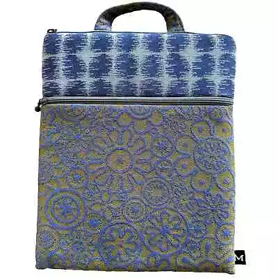 Maruca Laptop Bag With Handle Zipper Closure Handmade Printed Blue 11x9 • $74.99