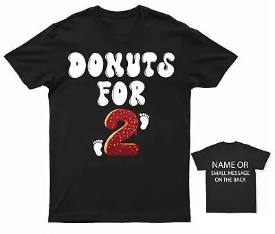 Doughnuts For 2 T-Shirt  Pregnancy Announcement Expecting Baby Bump • £13.95