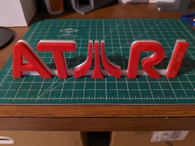 Atari Video Game Logo Sign 3D Printed Videogame Shelf Display Stand • $11