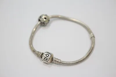 Pandora Moments Snake Chain Bracelet Silver Bracelet With Flower Charm • $59
