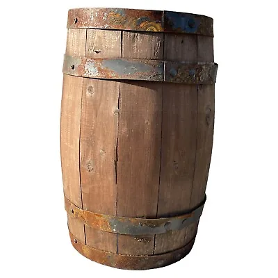 Vintage Primitive Rustic Wooden Barrel 17.75”x 10.5” • $59