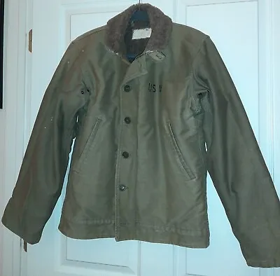 US Navy USN N-1 DECK JACKET Lined Size 30?? WWII Era?? • $524.99