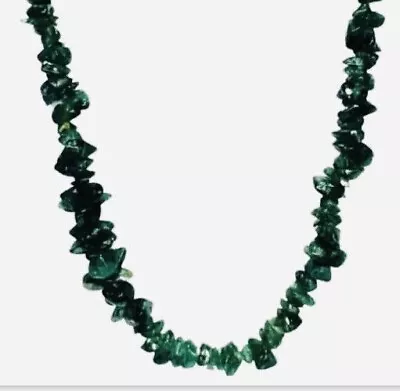 Natural Green Malachite Chip Layering Necklace 32” Bohemian Hippie Boho Chic • $45