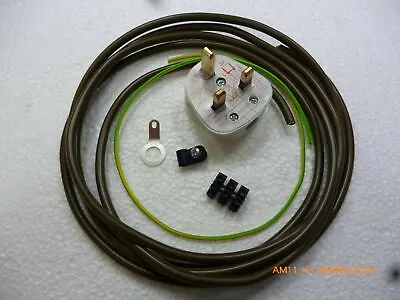 Dansette Or Vintage Record Player Gold Mains Lead And Earth Upgrade Kit. • £12.95