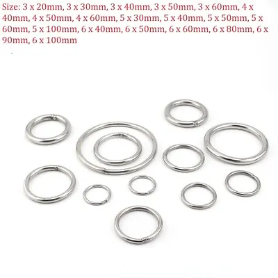 £1.90 • Buy 304 Stainless Steel Ring Welded Metal O Ring 20mm 30mm 40mm 50mm 60mm 80mm 100mm