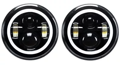 Pair 7  Led Black Halo Headlights E Marked Rhd 110 90 For Land Rover Defender • £49.95