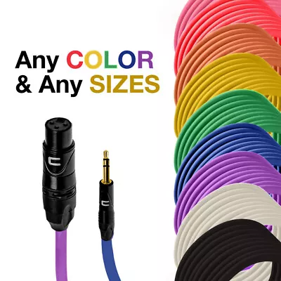 3-Pin XLR Female To 3.5 TRS Male Balanced Stereo Cable Custom Length Color Cord • $146.49