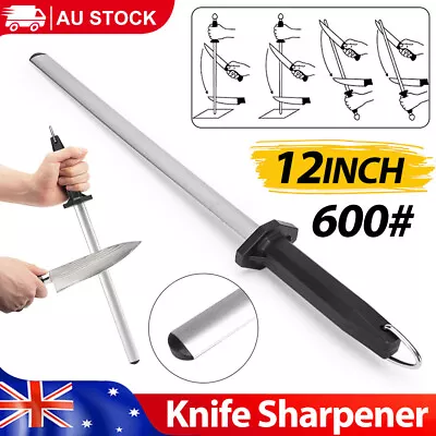 Knife Sharpener Rod Kitchen Pro Sharpening Rod Diamond Steel 600# 30cm Manual • $17.95