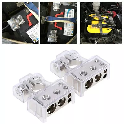 2X Car Battery Terminal Clamp Connectors 0/4/8 Awg Gauge Positive & Negative  • $21.65