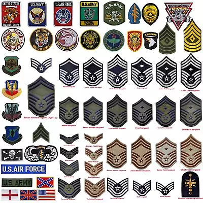 Patches US Uniform Dress Army Air Force Military Jacket Ranks Sew On Badges • £5.69