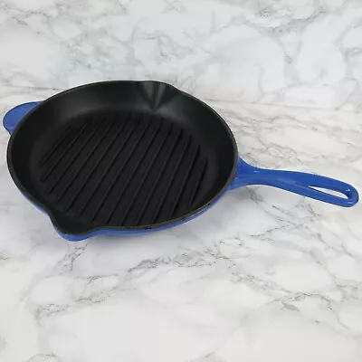 Vintage Le Creuset Cast Iron Round Griddle Skillet Grill Frying Pan Blue    |189 • £38