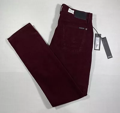 $195 Men's Hudson Blake Corduroy SLIM STRAIGHT Jean Red/ Burgundy W31 X L33/34 • $45.99