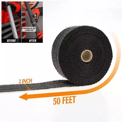 2  X 50' Black Exhaust Heat Wrap Roll For Motorcycle Fiberglass Heat Shield Tape • $46.99