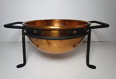 Vtg Copper Candy Butter Apple Cauldron Pot Kettle Hammered Metal 9  Bowl • $149.95